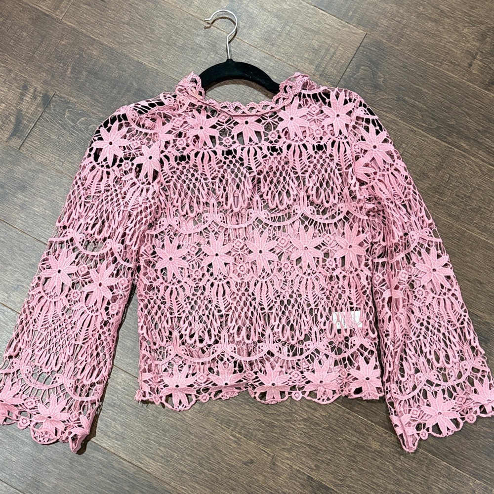 Fashion Nova Pink Crochet Lace Blouse